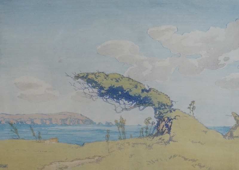 Allen W. Seaby (1867-1953), woodcut in colour, 'The Needles, Isle of Wight', signed in pencil, limited edition 89/100, label verso, 18.5 x 24.5cm. Condition - fair to good